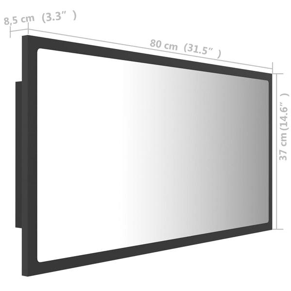 LED Badspiegel Grau 80 cm Acryl