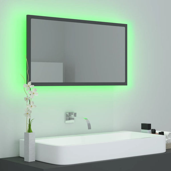 LED Badspiegel Grau 80 cm Acryl