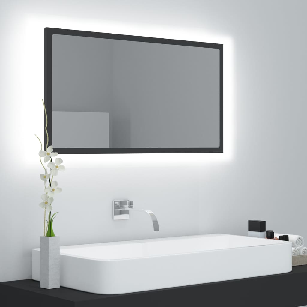 LED Badspiegel Grau 80 cm Acryl