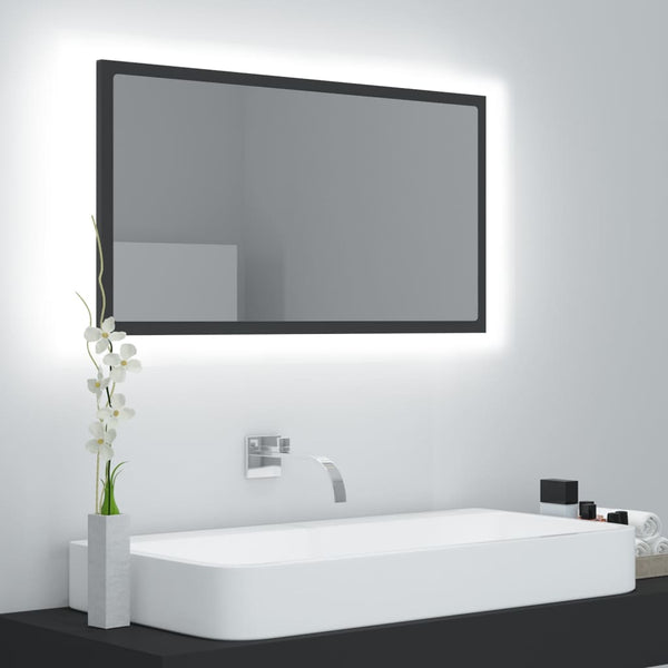 LED Badspiegel Grau 80 cm Acryl