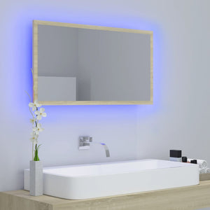 LED Badspiegel Sonoma Eiche 80 cm