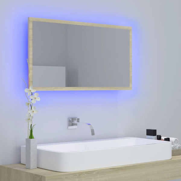 LED Badspiegel Sonoma Eiche 80 cm