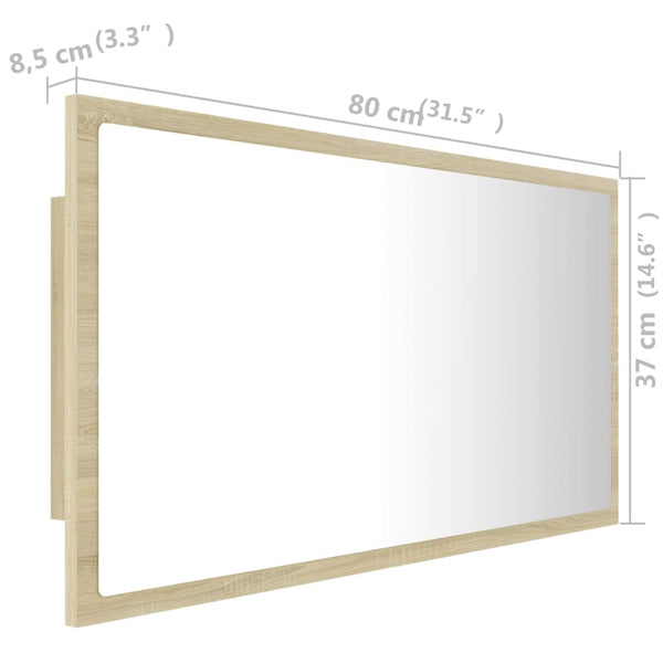 LED Badspiegel Sonoma Eiche 80 cm