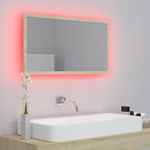 LED Badspiegel Sonoma Eiche 80 cm