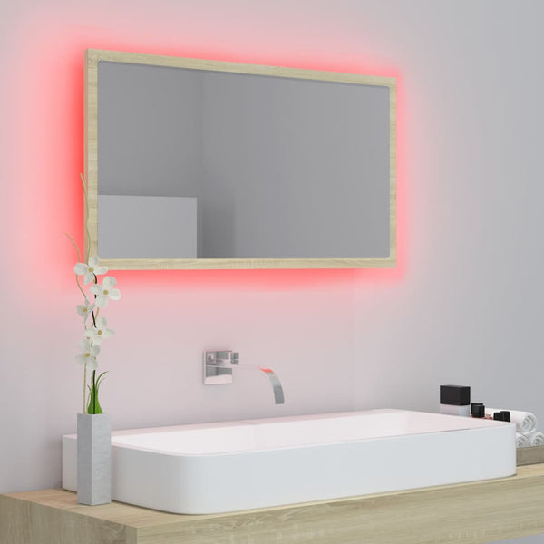 LED Badspiegel Sonoma Eiche 80 cm
