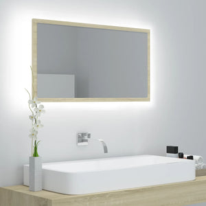 LED Badspiegel Sonoma Eiche 80 cm