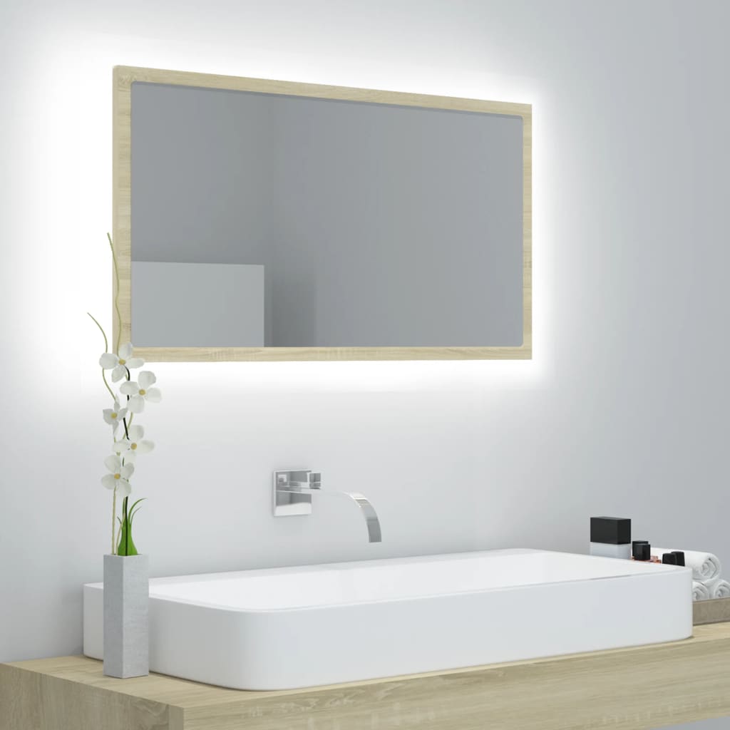 LED Badspiegel Sonoma Eiche 80 cm