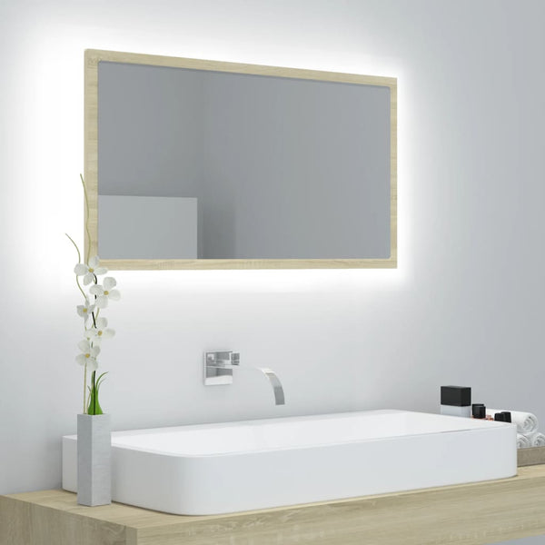 LED Badspiegel Sonoma Eiche 80 cm