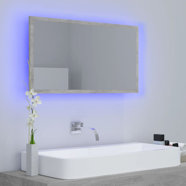 LED Badspiegel Betongrau 80 cm