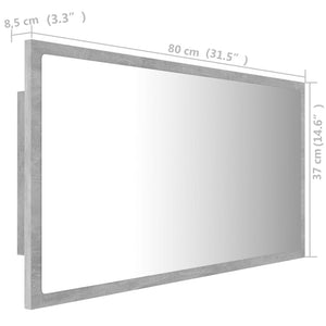 LED Badspiegel Betongrau 80 cm