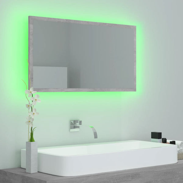 LED Badspiegel Betongrau 80 cm