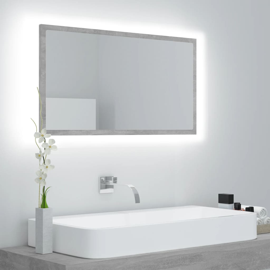 LED Badspiegel Betongrau 80 cm