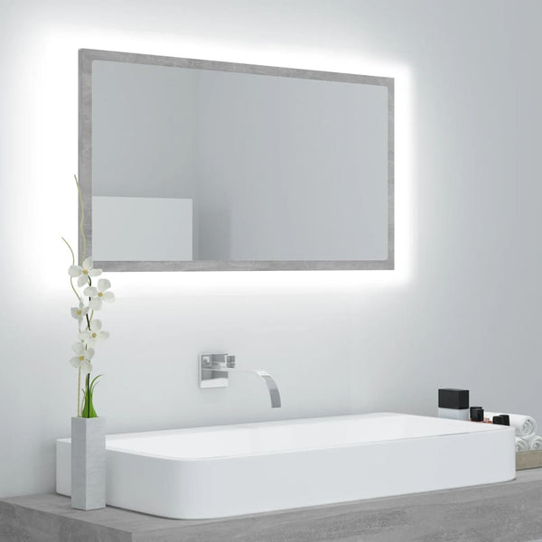 LED Badspiegel Betongrau 80 cm