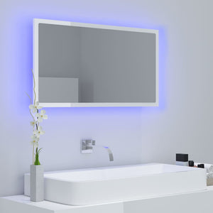 LED Badspiegel Hochglanz Weiß 80x37 cm