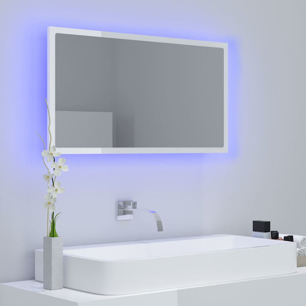 LED Badspiegel Hochglanz Weiß 80x37 cm