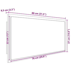 LED Badspiegel Hochglanz Weiß 80x37 cm