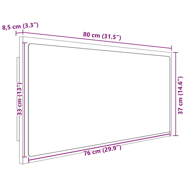 LED Badspiegel Hochglanz Weiß 80x37 cm