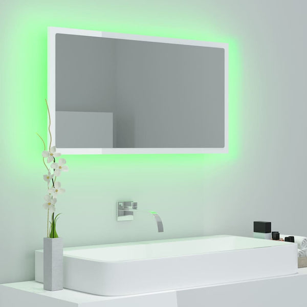 LED Badspiegel Hochglanz Weiß 80x37 cm
