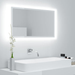 LED Badspiegel Hochglanz Weiß 80x37 cm