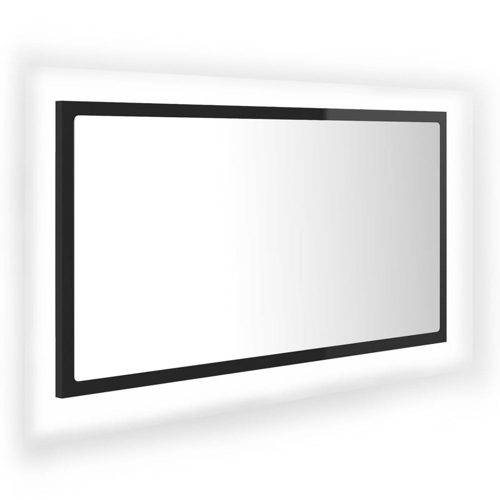 LED Badspiegel Hochglanz Schwarz 80cm