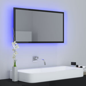 LED Badspiegel Hochglanz Schwarz 80cm
