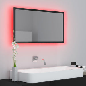 LED Badspiegel Hochglanz Schwarz 80cm