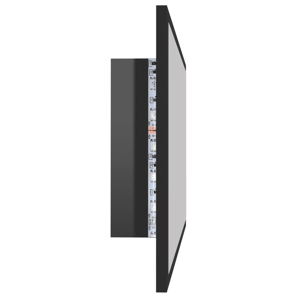 LED Badspiegel Hochglanz Schwarz 80cm