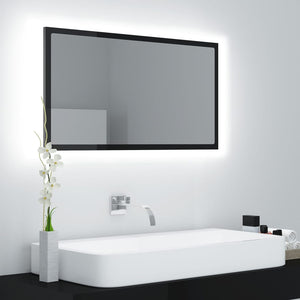 LED Badspiegel Hochglanz Schwarz 80cm