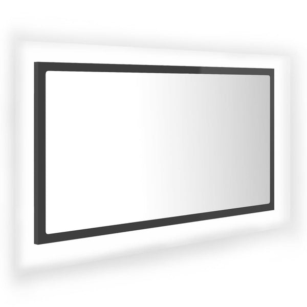 LED Badspiegel Hochglanz Grau 80x37 cm