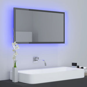 LED Badspiegel Hochglanz Grau 80x37 cm