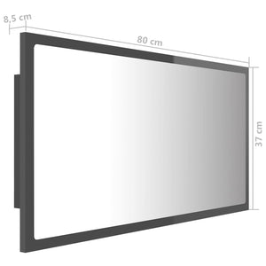 LED Badspiegel Hochglanz Grau 80x37 cm