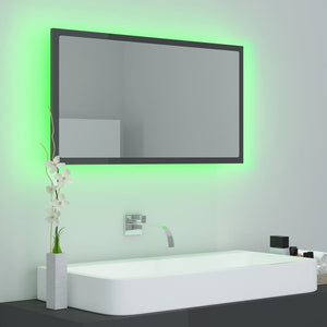 LED Badspiegel Hochglanz Grau 80x37 cm