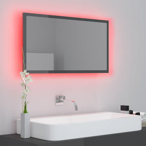 LED Badspiegel Hochglanz Grau 80x37 cm