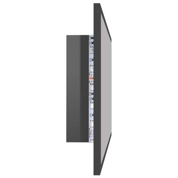 LED Badspiegel Hochglanz Grau 80x37 cm