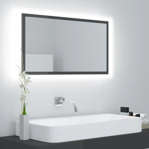 LED Badspiegel Hochglanz Grau 80x37 cm