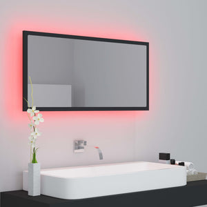 LED Badspiegel Grau 90 cm