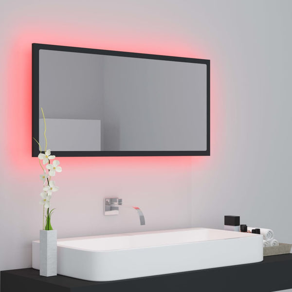 LED Badspiegel Grau 90 cm
