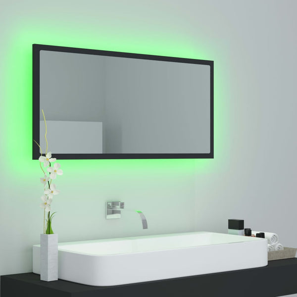 LED Badspiegel Grau 90 cm
