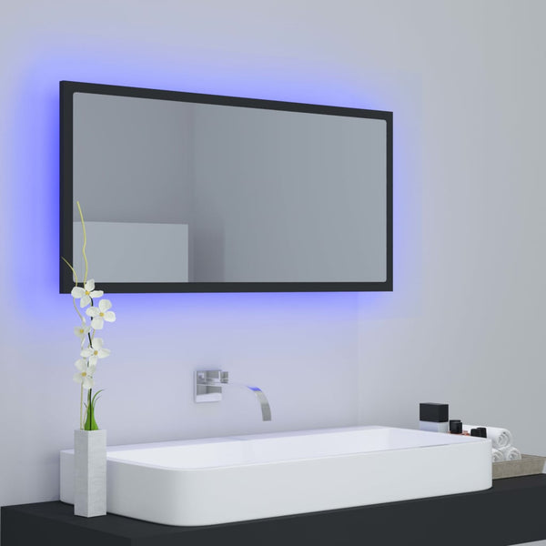 LED Badspiegel Grau 90 cm