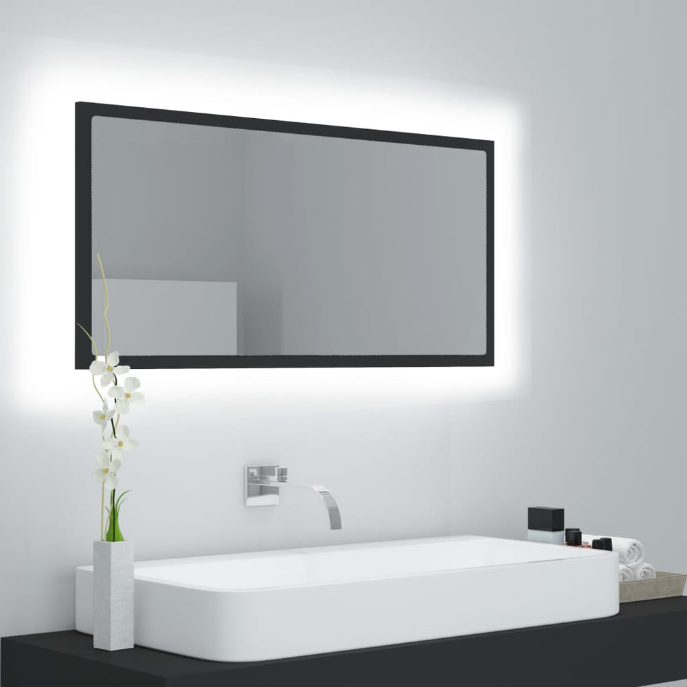 LED Badspiegel Grau 90 cm