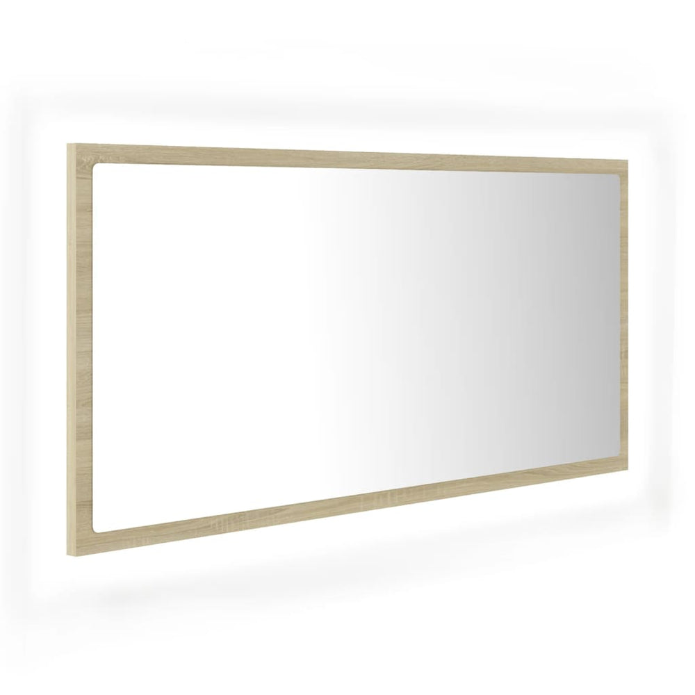LED Badspiegel Sonoma-Eiche 90 cm