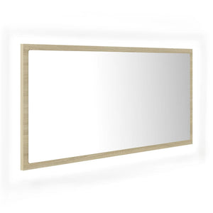 LED Badspiegel Sonoma-Eiche 90 cm