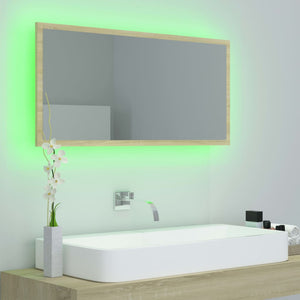 LED Badspiegel Sonoma-Eiche 90 cm