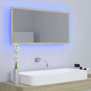 LED Badspiegel Sonoma-Eiche 90 cm