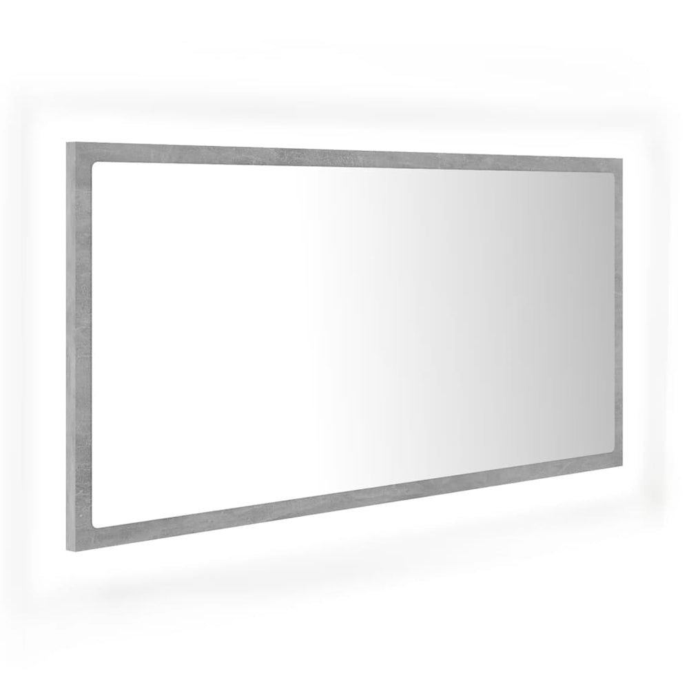 LED-Badspiegel Betongrau 90x37 cm