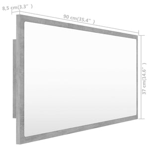LED-Badspiegel Betongrau 90x37 cm