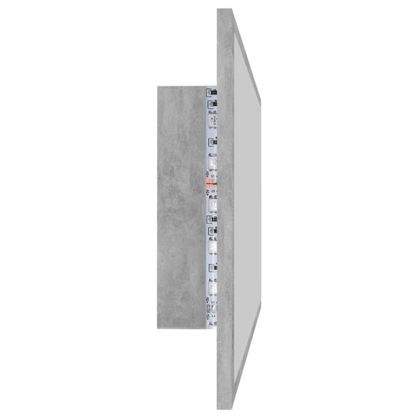 LED-Badspiegel Betongrau 90x37 cm