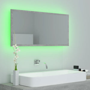 LED-Badspiegel Betongrau 90x37 cm