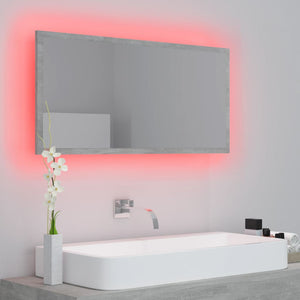 LED-Badspiegel Betongrau 90x37 cm
