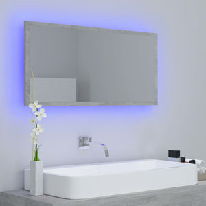 LED-Badspiegel Betongrau 90x37 cm